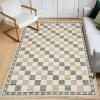 Garvee 6×9 Checkered Area Rug, Washable Soft Rugs for Living Room, Modern Geometric Non Slip Low Pile Carpet for Bedroom, Dining Room, Green(Beige)