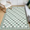 Garvee 6×9 Checkered Area Rug, Washable Soft Rugs for Living Room, Modern Geometric Non Slip Low Pile Carpet for Bedroom, Dining Room, Green(Green)