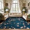 Garvee 9×12 Area Rug for Living Room, Vintage Floral Rug, Washable Non Slip & Low Pile Carpet for Living Room, Bedroom, Dining Room, Grey(Blue)