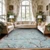 Garvee 9×12 Area Rug for Living Room, Vintage Floral Rug, Washable Non Slip & Low Pile Carpet for Living Room, Bedroom, Dining Room, Grey(Green)