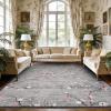 Garvee 9×12 Area Rug for Living Room, Vintage Floral Rug, Washable Non Slip & Low Pile Carpet for Living Room, Bedroom, Dining Room, Grey(Grey)