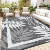 Garvee 9×12 Outdoor Rug, Waterproof All-Weather Patio Carpet – Reversible Fade & Resistant, Heavy Duty Non-Slip Backing for Large Deck, Living Room, Backyard, Pool Area, Porch,Dark+Blue(Grey+ White)
