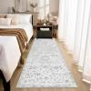 Garvee Area Rugs 4×6 Washable Non-Slip, Vintage Floral Medallion Living Room Bedroom Rugs, Retro Accent Oriental Large Carpet Rug for Dining Room Office, Ultra Thin Low Pile Floor Rug, Grey(Medallion|grey)