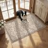 Garvee Blue Floral 2×6 Runner Rug Washable Boho Non-Slip Runner Rugs for Kitchen Vintage Flower Soft Low Pile Kitchen Rugs for Hallway Girls Room Kids Room playroom Dorm(Brown)