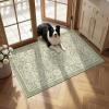 Garvee Blue Floral 2×6 Runner Rug Washable Boho Non-Slip Runner Rugs for Kitchen Vintage Flower Soft Low Pile Kitchen Rugs for Hallway Girls Room Kids Room playroom Dorm(Green)