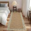 Garvee Bordered 2×6 Kitchen Rugs, Washable Non Slip Hallway Runner, Low Pile Stain Resistant Floral Throw Carpet Rug for Laundry Bathroom, Vintage Decorative Bedroom Rugs for Home Office, Light Blue(Floral Border|beige)
