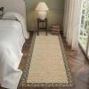 Garvee Bordered 2×6 Kitchen Rugs, Washable Non Slip Hallway Runner, Low Pile Stain Resistant Floral Throw Carpet Rug for Laundry Bathroom, Vintage Decorative Bedroom Rugs for Home Office, Light Blue(Floral Border|brown)