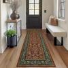 Garvee Floral 2×6 Kitchen Rugs, Washable Indoor Vintage Hallway Runner with Non Slip Back Low Pile Ultra Thin Bordered Oriental Throw Carpet Mat for Entryway Laundry Bedroom, Green Black(Floral Oriental|red)