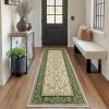Garvee Floral 2×6 Kitchen Rugs, Washable Indoor Vintage Hallway Runner with Non Slip Back Low Pile Ultra Thin Bordered Oriental Throw Carpet Mat for Entryway Laundry Bedroom, Green Black(Floral Oriental|light Green)