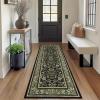 Garvee Floral 2×6 Kitchen Rugs, Washable Indoor Vintage Hallway Runner with Non Slip Back Low Pile Ultra Thin Bordered Oriental Throw Carpet Mat for Entryway Laundry Bedroom, Green Black(Floral Oriental|green Black)