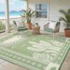 Garvee Reversible Cactus Outdoor Rug 8×10 for Patio, Waterproof Outdoor Area Rug, Modern Desert Botanical Indoor Outdoor Rugs, Plastic Straw Rug for RV, Camping, Deck, Sage Green & Beige(Sage Green & Beige)