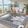 Garvee Reversible Cactus Outdoor Rug 8×10 for Patio, Waterproof Outdoor Area Rug, Modern Desert Botanical Indoor Outdoor Rugs, Plastic Straw Rug for RV, Camping, Deck, Sage Green & Beige(Grey & White)