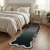 Garvee Scalloped Washable 2×6 Kitchen Rugs, Soft Non Slip Hallway Runner Rug Minimalist Ombre Indoor Modern Floor Rugs for Bedroom Laundry Bathroom, Low Pile Contemporary Home Decor Rug, Taupe(Scalloped|black)