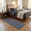 Garvee Washable 10×13 Area Rugs for Living Room, Vintage Non Slip Bedroom Rugs, Low Pile Ultra Thin Floral Rug for Dining Room Office, Non Shedding Stain Resistant Home Decor Carpet, Brown(Accent|blue)