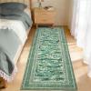 Garvee Washable Floral 2×6 Kitchen Rugs, Indoor Farmhouse Hallway Runner Rug with Non Slip Back, Low Pile Ultra Thin Stain Resistant Botanical Throw Carpet for Girls Bedroom Laundry Bathroom, Green(Water Lily|green)