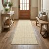 Garvee Washable Runner Rug 2×6 Modern Runner Rug Non Slip Abstract Hallway Runners Indoor Soft Low Pile Lines Printed Entryway Runners Aesthetic Minimalist Bedside Floor Mat for Laundry Kitchen, Cream(Plaid Straw)