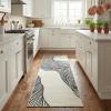 Garvee Washable Runner Rug 2×6 Modern Runner Rug Non Slip Abstract Hallway Runners Indoor Soft Low Pile Lines Printed Entryway Runners Aesthetic Minimalist Bedside Floor Mat for Laundry Kitchen, Cream(Lines1 Cream)