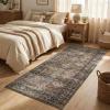 Garvee Washable Runner Rug for Hallway, 2×6 Vintage Soft Non Slip Kitchen Rugs, Ultra Thin Low Pile Distressed Bedroom Rugs, Stain Resistant Rug Runner for Laundry Bathroom, Terracotta(Distressed|red Brown)