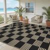 Garvee Waterproof Outdoor Rug 8×10, Checkered Foldable Plastic Straw Patio Camping Rug, Outdoor RV Carpet for Deck Camper Porch Balcony Backyard Picnic Beach Black and Brown(Black & Brown)