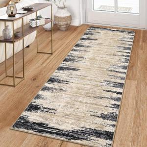 Garvee 5×7 Washable Rugs for Bedroom Living Room Modern Abstract Office Carpet Non-Slip Stain Resistant Area Rug for Dining Room Table Apartment, Black and Brown(Mountain Scenery|black & Brown)