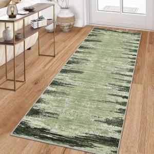 Garvee 5×7 Washable Rugs for Bedroom Living Room Modern Abstract Office Carpet Non-Slip Stain Resistant Area Rug for Dining Room Table Apartment, Black and Brown(Mountain Scenery|green)