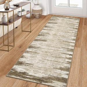 Garvee 5×7 Washable Rugs for Bedroom Living Room Modern Abstract Office Carpet Non-Slip Stain Resistant Area Rug for Dining Room Table Apartment, Black and Brown(Mountain Scenery|tan)