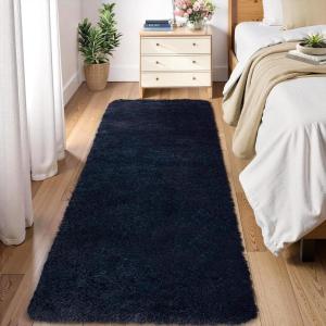 Garvee 8×10 Area Rug for Living Room, Fluffy Shag Soft Washable Rugs Large Fuzzy Plush Indoor Carpet for Bedroom Nursery Playroom Kids Girls Boys Room (Tie-dye Black Grey)(Navy)