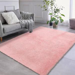 Garvee 8×10 Area Rug for Living Room, Fluffy Shag Soft Washable Rugs Large Fuzzy Plush Indoor Carpet for Bedroom Nursery Playroom Kids Girls Boys Room (Tie-dye Black Grey)(Pink)