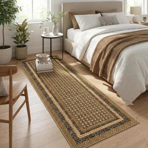 Garvee 8×10 Washable Rugs for Living Room, Braided Print Modern Bedroom Rugs with Non Slip Backing, Low Pile Large Under Table Rug for Dining Room Office, Contemporary Home Decor Rug, Brown(Braided Print|brown)