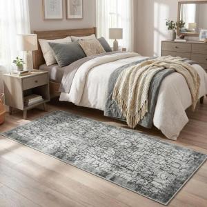 Garvee Abstract 2×6 Kitchen Rugs, Washable Green Soft Non Slip Entryway Rug Low Pile Ultra Thin Long Carpet Hallway Runner Modern Accent Rug Runners for Laundry Bedroom Bathroom(Modern Abstract|grey)