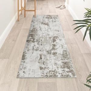 Garvee Abstract 2×6 Runner Rug, Washable Non Slip Kitchen Runner, Soft Modern Low Pile Area Rugs for Hallway, Indoor Contemporary Accent Carpet for Bathroom Laundry, Light Grey(Abstract Modern|taupe Beige)