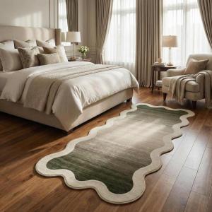 Garvee Scalloped Washable 2×6 Kitchen Rugs, Soft Non Slip Hallway Runner Rug Minimalist Ombre Indoor Modern Floor Rugs for Bedroom Laundry Bathroom, Low Pile Contemporary Home Decor Rug, Taupe(Scalloped|taupe)