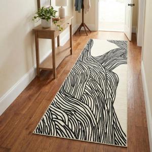 Garvee Washable Runner Rug 2×6 Modern Runner Rug Non Slip Abstract Hallway Runners Indoor Soft Low Pile Lines Printed Entryway Runners Aesthetic Minimalist Bedside Floor Mat for Laundry Kitchen, Cream(Lines Cream)