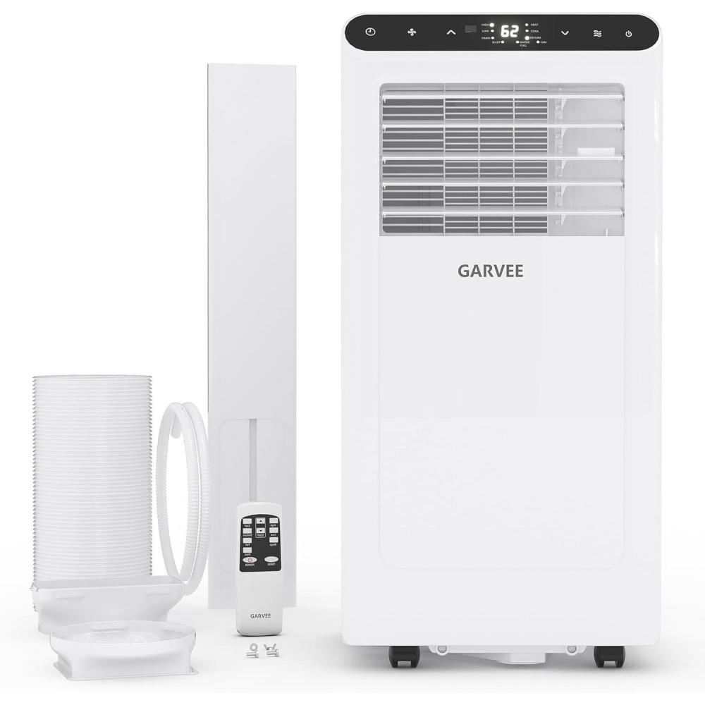 image:imageGarvee 8000 BTUs Portable Air ConditionerUp to 350 SqFt Remote Control 48dB Portable AC Unit Dehumidifier Fan Sleep 24H TimerampInstallation Kit DOE Certified Ceer 62 WhiteBlack PanelWhiteBlack