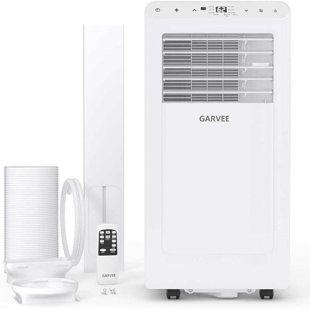image:imageGarvee 8000 BTUs Portable Air ConditionerUp to 350 SqFt Remote Control 48dB Portable AC Unit Dehumidifier Fan Sleep 24H TimerampInstallation Kit DOE Certified Ceer 62 WhiteBlack PanelWhiteWhite