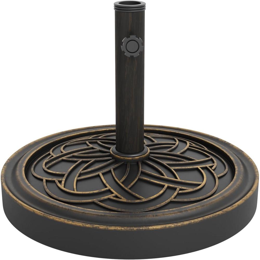 image:imageGarvee Round Patio Umbrella Base 20 265LB Heavy Weight Stand Antiqued Umbrella Stand with Adjustable Pole Adapters Fits 15 to 21 Poles for 7511FT Umbrellas for Outdoor Deck Poolside Bronze265LB Weight