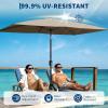 Garvee 10′ x 6.5′ Rectangular Patio Umbrella, Outdoor Table Umbrella with Crank and Push Button Tilt, Market Umbrella Sun Umbrella with 6 Sturdy Ribs Tilt for Garden, Deck, Lawn, Pool -Tan