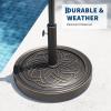 Garvee Round Patio Umbrella Base, 20″ 26.5LB Heavy Weight Stand Antiqued Umbrella Stand with Adjustable Pole Adapters Fits 1.5″ to 2.1″ Poles for 7.5-11FT Umbrellas for Outdoor Deck Poolside, Bronze(26.5LB Weight)