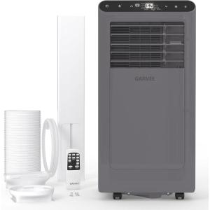 Garvee 8000 BTUs Portable Air Conditioner,Up to 350 Sq.Ft. Remote Control 48dB Portable AC Unit, Dehumidifier, Fan, Sleep, 24H Timer&Installation Kit, DOE Certified, Ceer 6.2, White+Black Panel(Grey+Black)