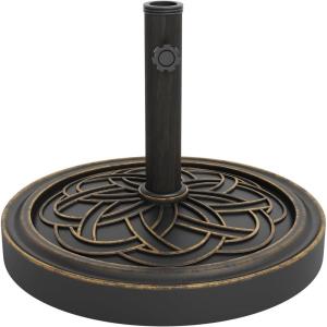 Garvee Round Patio Umbrella Base, 20″ 26.5LB Heavy Weight Stand Antiqued Umbrella Stand with Adjustable Pole Adapters Fits 1.5″ to 2.1″ Poles for 7.5-11FT Umbrellas for Outdoor Deck Poolside, Bronze(26.5LB Weight)