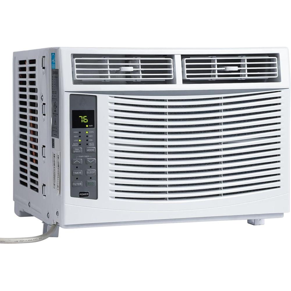image:imageWindow Air Conditioner 10000 BTU Compact AC Unit Energy Saving Window AC Smart AC with 3 Modes Cool Dry Fan Speed ControlCools Up to 450 SqFt115v Mini Air Conditioner for BedroomOfficeHomeWhite