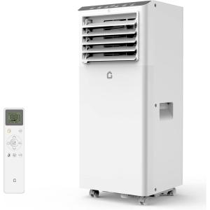 8000 BTU Portable Air Conditioner with Black Top Cover, Cooling, Dehumidifying, and Fan Functions, Suitable for Medium-Sized Rooms, Quiet Mode, 24-Hour Timer & Easy Setup(Crystal White)