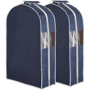 Garvee Garvee 2-Piece Set Cotton Linen 40 Inch Garment Bags for Dust Protection – Lightweight, Durable, Breathable, Easy to Store, and Stylish(Green)