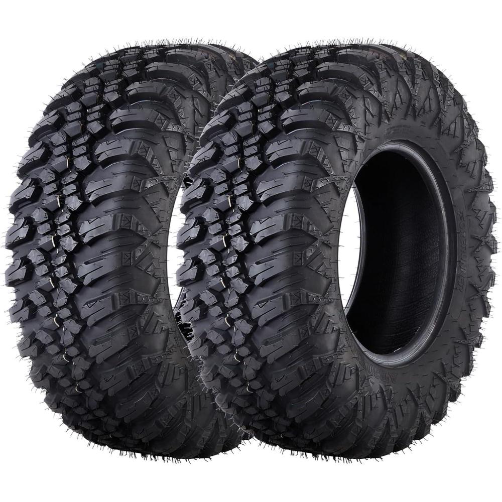 image:imageGarvee Set of 4 ATV UTV Tires 24x812 Front amp 24x911 Rear 6 PR Tubeless AllTerrain Tires for Mud Dirt Desert Rock  Replacement TiresAURORA AT