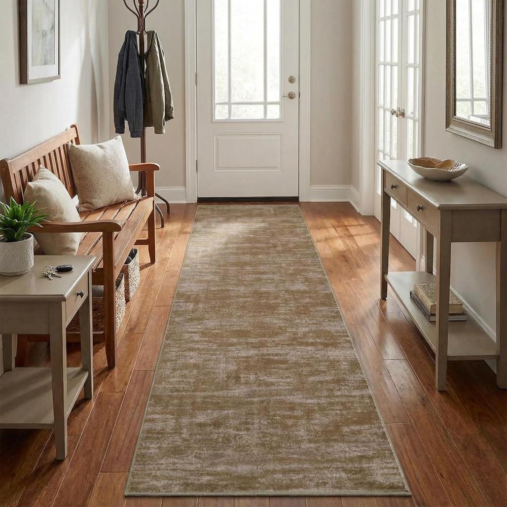 image:imageGarvee Living Room Rug 8x10 Washable Rug Trellis Rugs for Bedroom Non Slip Low Pile Indoor Carpet Soft NonShedding Foldable Thin Mat for Bedroom Dining Room Farmhouse Kids Playroom Office OrangeSolid Brown