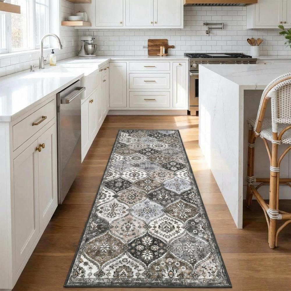 image:imageGarvee Living Room Rug 8x10 Washable Rug Trellis Rugs for Bedroom Non Slip Low Pile Indoor Carpet Soft NonShedding Foldable Thin Mat for Bedroom Dining Room Farmhouse Kids Playroom Office OrangeTrellis Grey