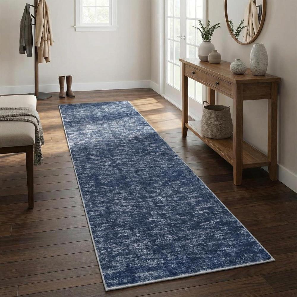 image:imageGarvee Living Room Rug 8x10 Washable Rug Trellis Rugs for Bedroom Non Slip Low Pile Indoor Carpet Soft NonShedding Foldable Thin Mat for Bedroom Dining Room Farmhouse Kids Playroom Office OrangeSolid Blue