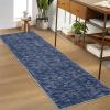 Garvee Living Room Rug 8×10 Washable Rug Trellis Rugs for Bedroom Non Slip Low Pile Indoor Carpet Soft Non-Shedding Foldable Thin Mat for Bedroom Dining Room Farmhouse Kids Playroom Office Orange(Solid Blue)