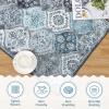 Garvee Living Room Rug 8×10 Washable Rug Trellis Rugs for Bedroom Non Slip Low Pile Indoor Carpet Soft Non-Shedding Foldable Thin Mat for Bedroom Dining Room Farmhouse Kids Playroom Office Orange(Trellis Blue)