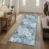 Garvee Living Room Rug 8×10 Washable Rug Trellis Rugs for Bedroom Non Slip Low Pile Indoor Carpet Soft Non-Shedding Foldable Thin Mat for Bedroom Dining Room Farmhouse Kids Playroom Office Orange(Trellis Blue)